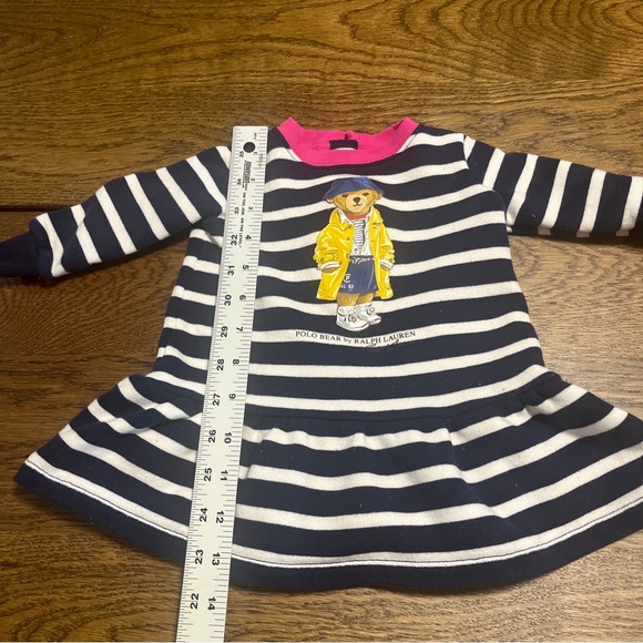 Polo Ralph Lauren Girls Polo Bear Sweatshirt Dress Navy Stripe Size5M Art Artist - Picture 5 of 8
